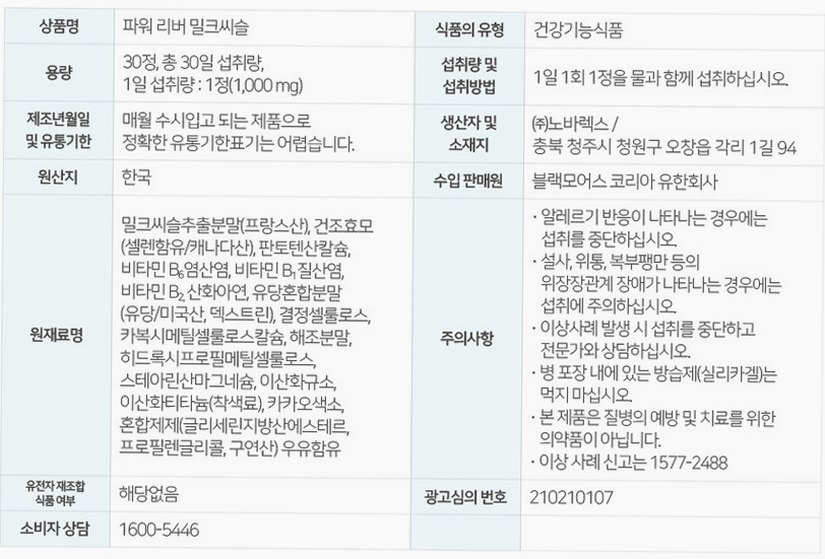 [코스트코] 블랙모어스 밀크씨슬 간건강 영양제 실리마린 비타민B 30정, 3개