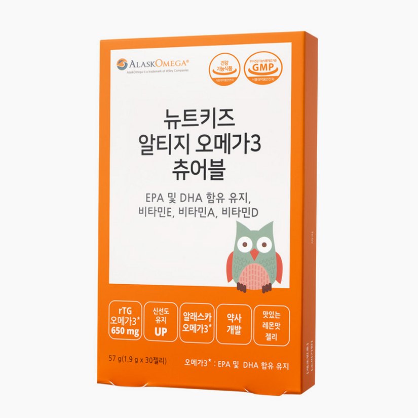 뉴트키즈 알티지 오메가3 츄어블 RTG 어린이 유아 청소년 구미 30구미, 1개